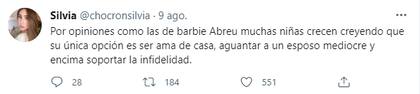 Los usuarios respondieron con sarcasmo a la guía para esposas de Barbie Abreu