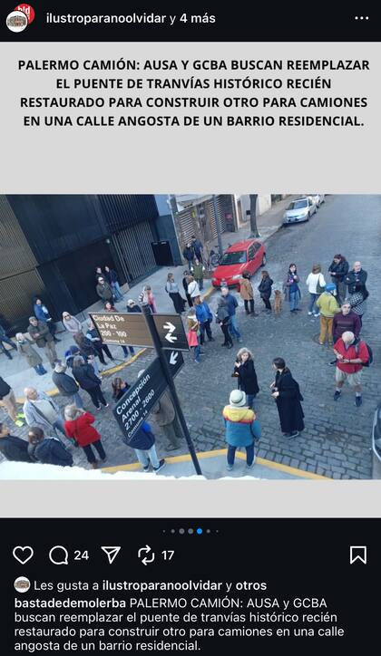 Los vecinos reclaman en redes una suspensión de la obra bajo la consigna "Palermo camión"