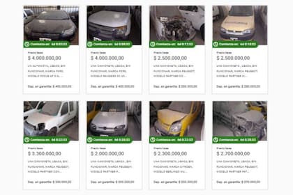 Los vehículos de uno de los lotes de subastas