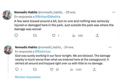 Los viajeros lograron salir con bien del tornado