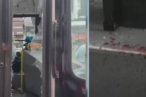 Los vidrios rotos y la sangre del colectivero