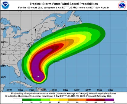Los vientos máximos podrían alcanzar los 105 mph (165 km/h)