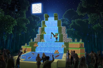 Los visitantes atraviesan ocho biomas interactivos inspirados en Minecraft. A lo largo del trayecto deben fabricar herramientas, encontrar mobs icónicos y reunir recursos para avanzar