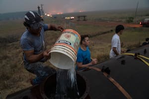 Los voluntarios que brindan su aporte para combatir los incendios en Corrientes (AP Photo/Rodrigo Abd)