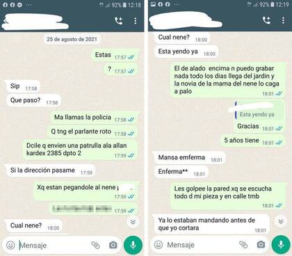 Los whatsapps de una vecina que alertaba sobre el maltrato al chico
