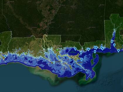 Louisiana sería, sin dudas, uno de los estados de EE.UU. más coprometidos por el aumento del nivel del mar hacia 2100