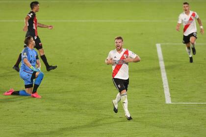 Lucas Beltrán, hoy en Colón, le marcó un gol al equipo sabalero jugando por River, en abril de este año.