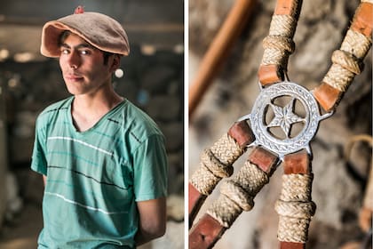 Lucas es el sobrino de José Correa y lo ayuda con los piños. Un cabezal confeccionado por el criancero.