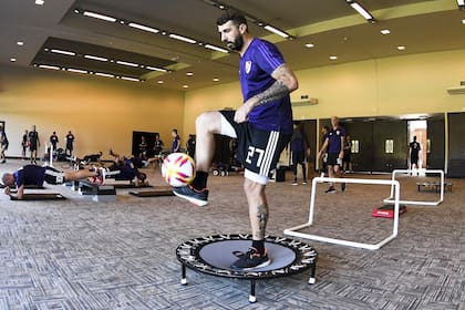 Una imagen del entrenamiento en Punta del Este donde River hace la pretemporada
