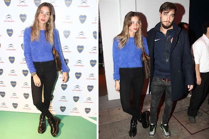 Lucía Celasco fue al evento de la presentación de la camiseta de Boca con su novio, Joaquín Rozas y un outfit muy canchero, en el que incluyó el azul