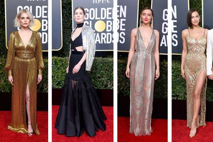 Lucy Boynton, Rosamund Pike, Saoirse Ronan e Irina Shayk fueron de las que eligieron los brillos metálicos