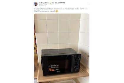 Luego de la repercusión del tuit, la inquilina recibió un nuevo microondas