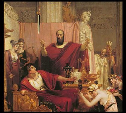 Luego de recibir las abundancias y bondades del rey, Damocles vio que la espada colgaba de un filo cabello de caballo sobre su cabeza