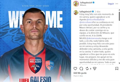Luifa Galesio agradeció por una nueva oportunidad en el fútbol italiano