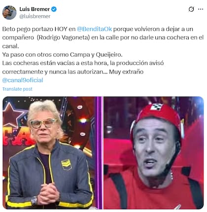 Luis Bremer en su cuenta de X sobre la ausencia al programa de Beto Casella (Fuente: @luisbremer)