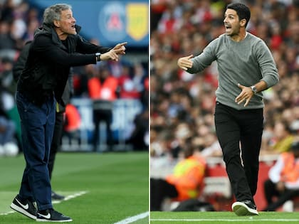 Luis Enrique, entrenador de PSG, y Mikel Arteta, entrenador de Arsenal