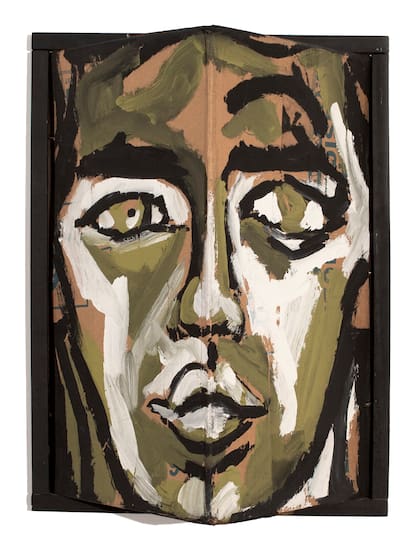 Luis Frangella, David Wojnarowicz, 1984, acryñic on cardbord, wood and nails, 64 x 47.5 x 23 cm. Courtesy Cosmocosa.