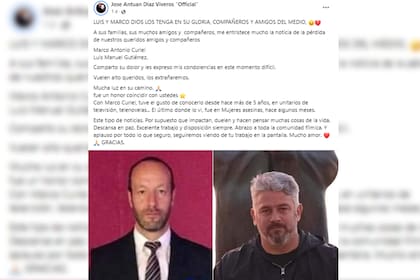 Luis Manuel Gutiérrez y Marco Antonio Curiel Pérez reciben sentidos homenajes en redes sociales (Captura Facebook Jose Antuan Diaz Viveros "Official")