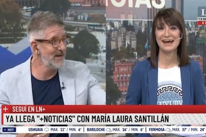 Luis Novaresio y María Laura Santillán 
 realizan el pase en vivo (Captura LN+)