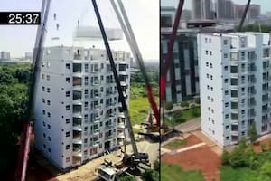 Una empresa china construyó un edificio de 10 pisos en 29 horas