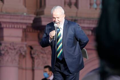 Lula da Silva, durante un acto en Plaza de Mayo, en Buenos Aires