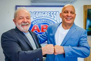 Lula da Silva y Moisés Selerges, presidente del Sindicato de los Metalúrgicos, en Sao Bernardo do Campo