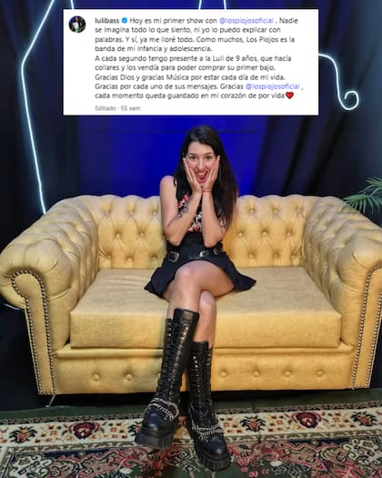 Luli Bass subió por primera vez al escenario con Los Piojos en el Estadio Único de La Plata en 2024 (Foto: Instagram @lulibass)