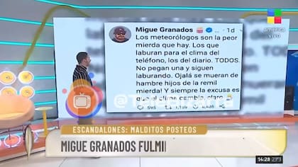 Lussich revivió un viejo tuit de Migue Granados contra los meteorólogos