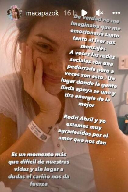 Maca Paz respondió en sus historias de Instagram a toda la gente que le envió mensajes de cariño tras el nacimiento de Abril