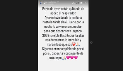 Macarena Collantes difundió detalles sobre el último parte médico de su hijo Bastián