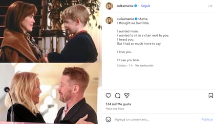 Macaulay Culkin despidió a la actriz con un mensaje directamente vinculado a Mi pobre angelito