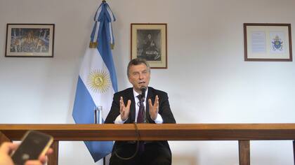 Macri, durante la conferencia de esta mañana en la embajada argentina ante la Santa Sede
