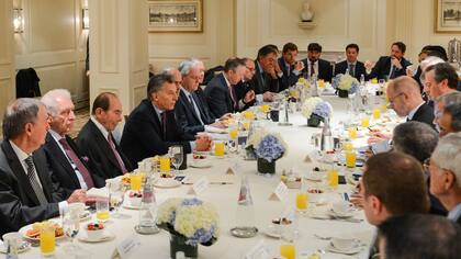 Macri durante un desayuno con CEOs de importantes empresas organizado por el Business Council for International Understanding