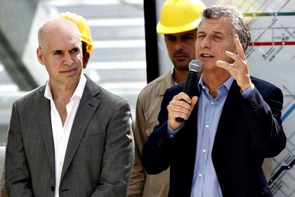 Macri durante una inauguración vial junto al jefe de gobierno de la Ciudad, Horacio Rodríguez Larreta