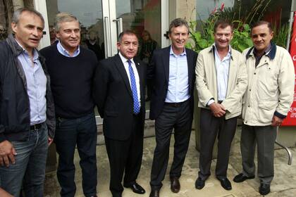 Macri, junto a Baldassi, Aguad, Luis Juez, y los candidatos partidarios Ercole Felippa y Felipe Lábaque; fue el año pasado