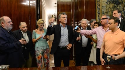 Macri junto a periodistas, durante el brindis de fin de año en Casa Rosada