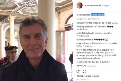 Macri publicó su llegada a la Casa Rosada en pleno paro