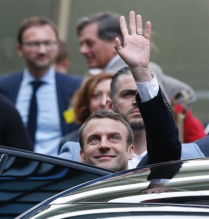Macron, ayer, en París