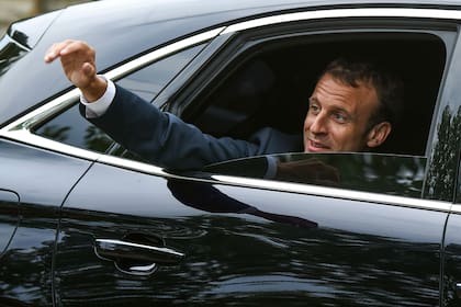 Macron, hoy, en su llegada al fuerte en la Costa Azul