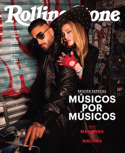 Madonna y Maluma en la contratapa del especial Músicos por Músicos, editado este mes en Rolling Stone