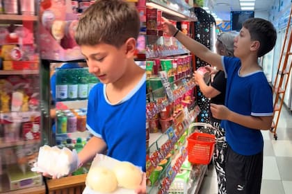 Madre e hijo comieron en el Barrio Chino y luego pasaron por un supermercado (Foto: Captura de video)