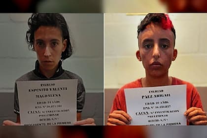 Magdalena Espósito Valenti y Abigail Páez, madre y madrastra de Lucio Dupuy, al momento de su detención en La Pampa 