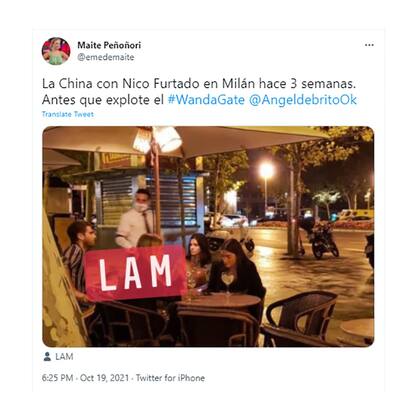 Maite Peñoñori publicó en su cuenta de Twitter una foto que supuestamente muestra a Furtado con Suárez en Europa