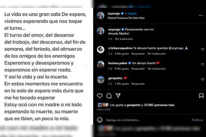 Maju Lozano despidió a su madre en las redes sociales (Foto Instagram @soymaju)