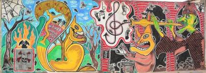 Maldonado pintó ocho murales en la ciudad de 25 de Mayo