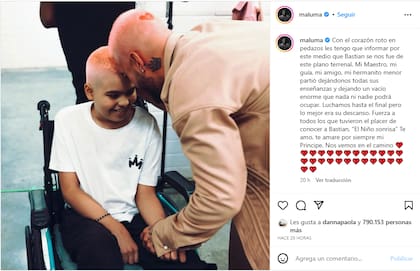 Maluma dio a conocer la noticia de la muerte del pequeño a través de su cuenta de Instagram