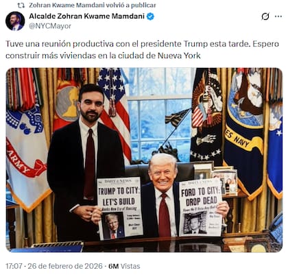 Mamdani calificó la reunión con el presidente Trump como "productiva"