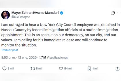 Mamdani condenó el arresto de un empleado del Ayuntamiento por parte del ICE