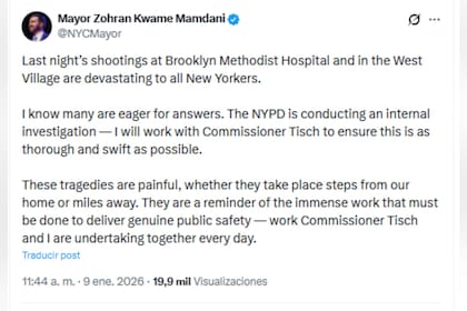 Mamdani habló sobre el suceso en el hospital de West Village en el que murió un paciente en un operativo policial