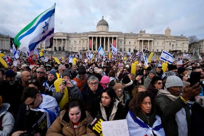 Manifestación a favor de Israel en Londres, el 14 de enero de 2024 